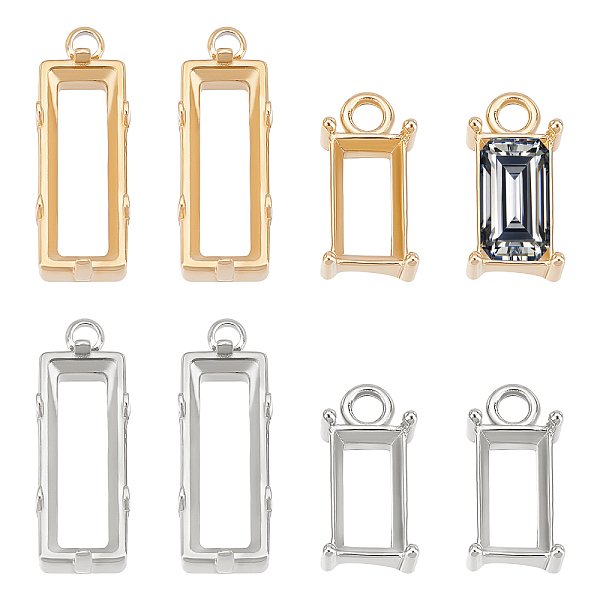 

PandaHall Unicraftale 8Pcs 4 Styles 304 Stainless Steel Pendant Rhinestone Settings, for Pointed Back Rhinestone, Open Back Bezel, Rectangle...