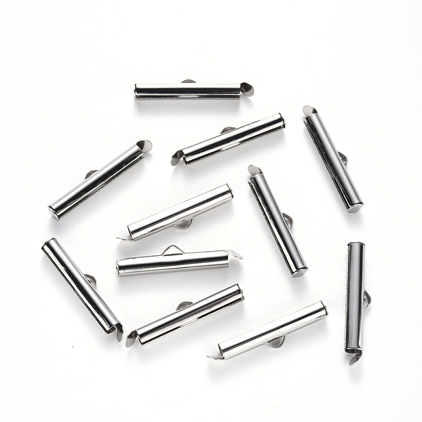 

PandaHall 304 Stainless Steel Slide On End Clasp Tubes, Slider End Caps, Stainless Steel Color, 6x25x4mm, Hole: 3x1.5mm, Inner Diameter: 3mm...