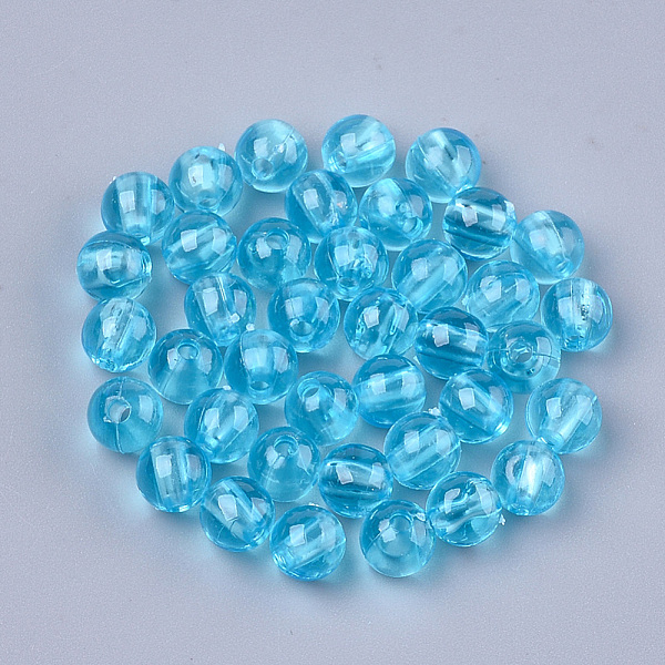 

PandaHall Transparent Plastic Beads, Round, Sky Blue, 6x5.5mm, Hole: 1.8mm, about 5000pcs/500g Plastic Round Blue