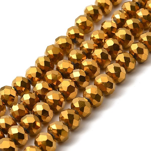 

PandaHall Electroplate Transparent Glass Beads Strands, Full Plated, Faceted, Rondelle, Golden Plated, 8x6mm, Hole: 1mm, about...