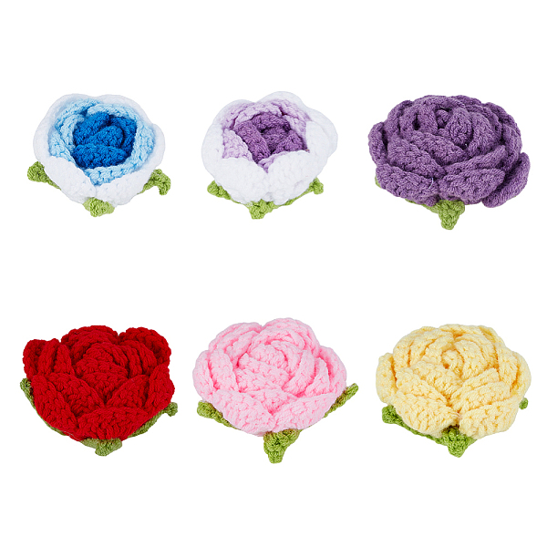 6Pcs 6 Colors 3D Rose Yarn Knitting