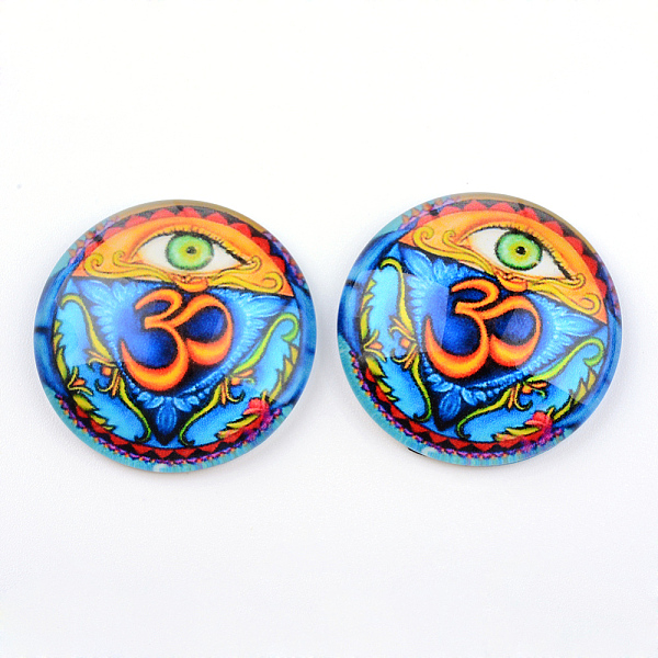 

PandaHall Yoga Theme Glass Cabochons, for DIY Projects, Half Round/Dome, Deep Sky Blue, 25x6mm Glass Half Round