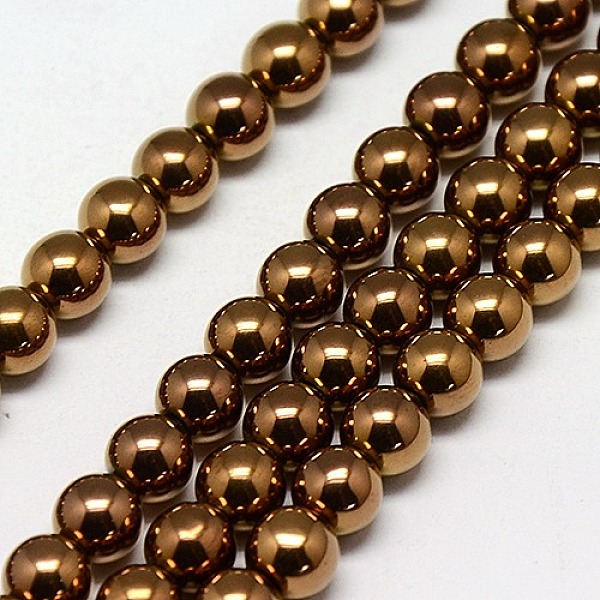 

PandaHall Electroplate Non-magnetic Synthetic Hematite Beads Strands, Round, Grade A, Copper Plated, 8mm, Hole: 1.5mm, about 50pcs/strand...