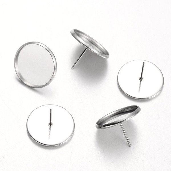 

PandaHall Flat Round 304 Stainless Steel Stud Earring Settings, Stainless Steel Color, Tray: 16mm, 18mm, Pin: 0.7mm 304 Stainless Steel Flat...