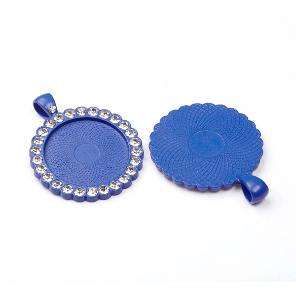 

PandaHall Alloy Pendant Cabochon Settings, Plain Edge Bezel Cups, with Crystal Rhinestone, Flat Round, Royal Blue, Tray: 25mm, 43x34x3mm...