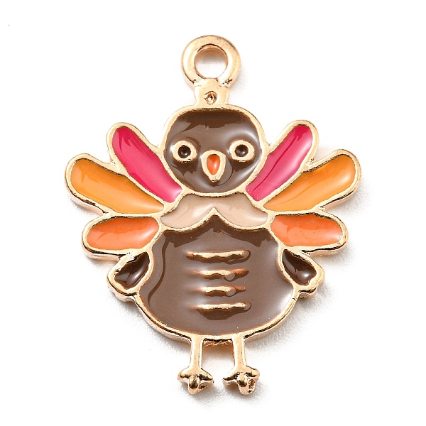 

PandaHall Thanksgiving Day Alloy Enamel Pendants, Light Gold, Turkey, 22.5x18x1.5mm, Hole: 1.8mm Alloy+Enamel Other Animal Brown