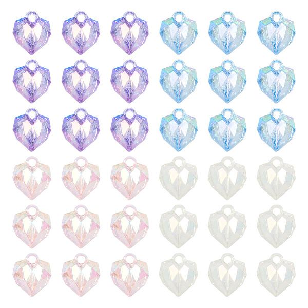 

PandaHall 40Pcs 4 Colors UV Plating Transparent Acrylic Pendants, Iridescent, Faceted Bubble Heart Charms, Mixed Color, 23x20x13mm, Hole..., Multicolor