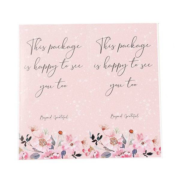 PandaHall Self-Adhesive Paper Gift Tag Stickers, Rectangle with Word & Flower Pattern, for Presents, Packing Bags, Pink, 10x5x0.01cm...