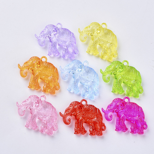 

PandaHall Transparent Acrylic Pendants, Elephant, Mixed Color, 33x44x10.5mm, Hole: 2.5mm, about 125pcs/500g Acrylic Elephant Multicolor