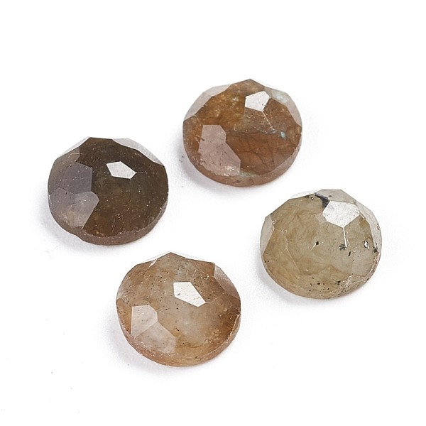 

PandaHall Natural Labradorite Cabochons, Half Round/Dome, Faceted, 7~8x3.5mm Labradorite Half Round