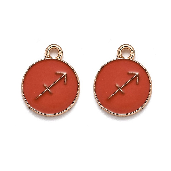 

PandaHall Alloy Enamel Pendants, Flat Round with Constellation/Zodiac Sign, Golden, Sagittarius, 15x12x2mm, Hole: 1.5mm Alloy+Enamel..., Red