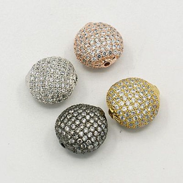 

PandaHall Brass Cubic Zirconia Beads, Oval, Mixed Color, 16x15x9mm, Hole: 2mm Brass+Cubic Zirconia Oval Clear