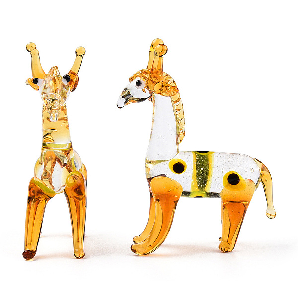 

PandaHall Handmade Lampwork Display Decorations, for Home Decorations, Giraffe, Orange, 73~74.5x56~66x20~21mm Lampwork Other Animal Orange
