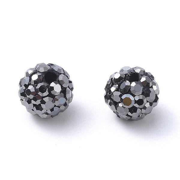 PandaHall Pave Disco Ball Beads, Polymer Clay Rhinestone Beads, Grade A, Jet Hematite, PP15(2.1~2.2mm), 14mm, Hole: 1mm Polymer Clay+Glass...