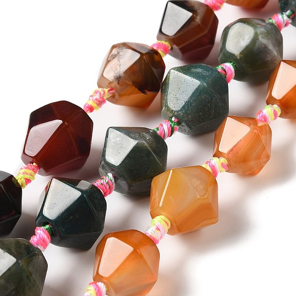 

PandaHall Natural Agate Beads Strands, Dyed & Heated, Faceted, Bicone, Mixed Color, 14~15x16~16.5x13.5~15mm, Hole: 2.5mm, about 19pcs/strand..., Multicolor