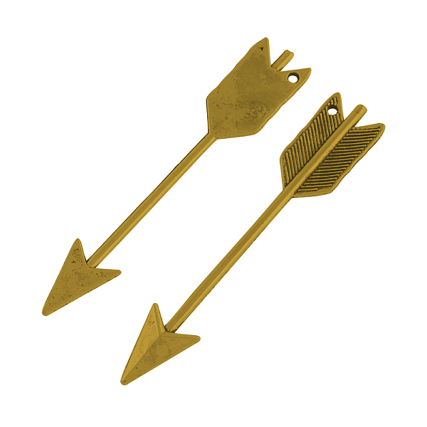 

PandaHall Tibetan Style Alloy Arrow Big Pendants, Cadmium Free & Lead Free, Antique Golden, 64x11.5x2mm, Hole: 2mm Alloy Sports
