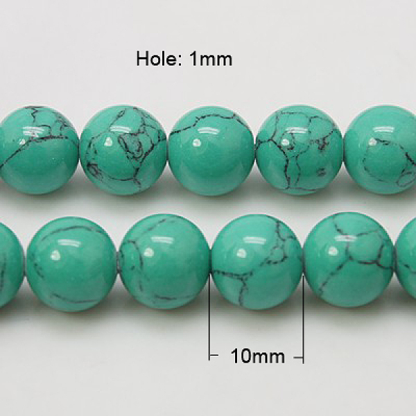 

PandaHall Synthetic Turquoise Beads Strands, Dyed, Round, Dark Turquoise, 10mm, Hole: 1mm, about 40pcs/strand, 15.7 Synthetic Turquoise..., Cyan