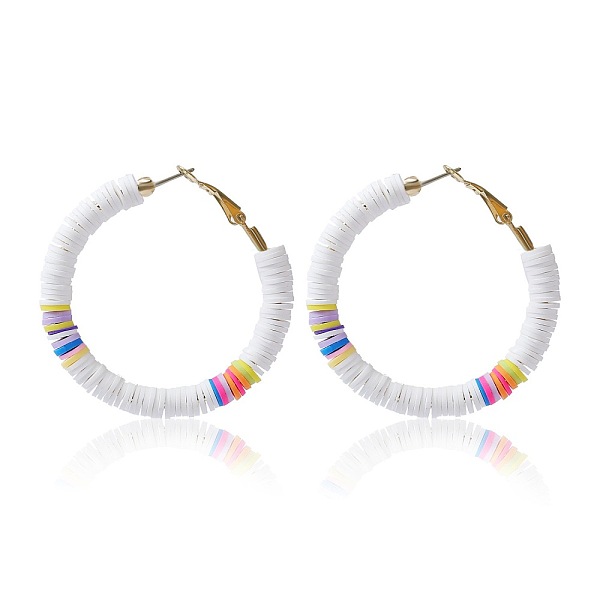 

PandaHall Bohemia Style Colorful Clay Beads Hoop Earrings, Ring Other