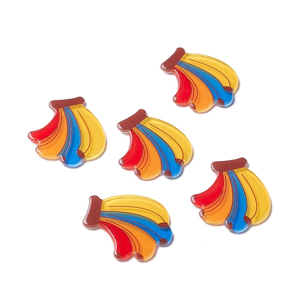 

PandaHall Acrylic Cabochons Suitable for Hair Pins, Hair Accessories and Clothing for Decoration, Banana, Colorful, 30x27x2mm Acrylic Fruit
