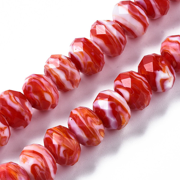 

PandaHall Handmade Lampwork Beads Strands, Abacus, Faceted, Red, 11.5x8.5mm, Hole: 1.5mm, about 45pcs/strand, 15.16 inch(38.5cm) Lampwork...