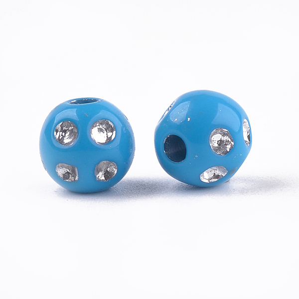 

PandaHall Plating Acrylic Beads, Metal Enlaced, Round, Mixed Color, 8x7mm, Hole: 2mm, about 2000pcs/500g Acrylic Round Multicolor