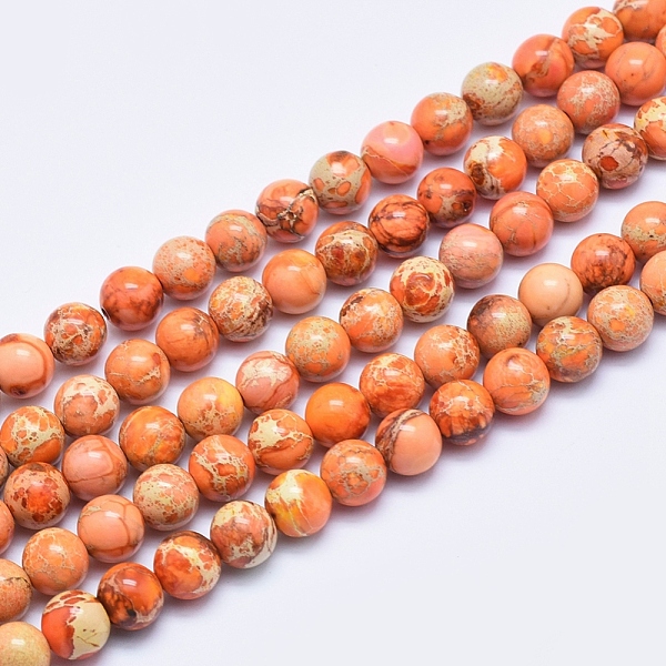 

PandaHall Natural Imperial Jasper Beads Strands, Dyed, Round, Orange, 8mm, Hole: 1mm, about 49pcs/strand, 15.7 inch Imperial Jasper Round...