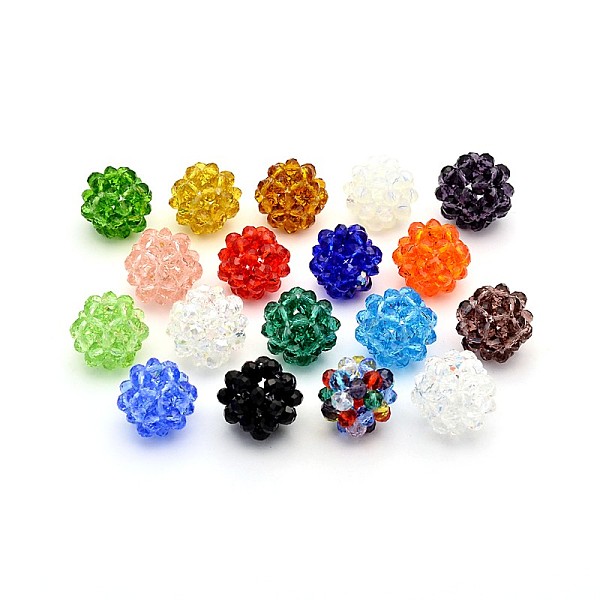 

PandaHall Transparent Glass Crystal Round Woven Beads, Cluster Beads, Mixed Color, 27mm, Beads: 8mm Glass Round Multicolor