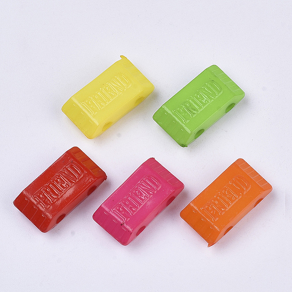 

PandaHall Opaque Acrylic Multi-Strand Links, Rectangle with Word Friend, Mixed Color, 9.5x17.5x5.5mm, Hole: 2mm, about 750pcs/500g Acrylic..., Multicolor