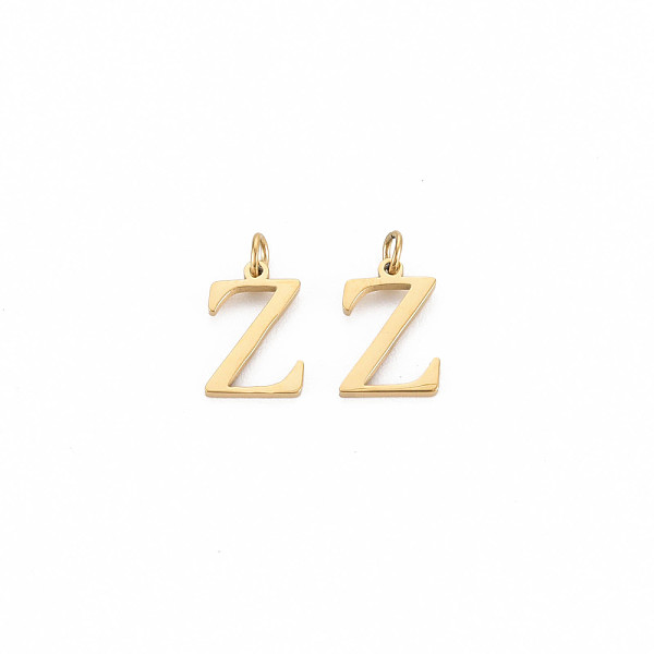 

PandaHall Ion Plating(IP) 304 Stainless Steel Charms, with Jump Rings, Letter Z, Real 14K Gold Plated, 9x6x1mm, Jump Ring: 3x0.5mm, 2mm...