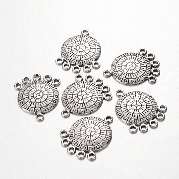 

PandaHall Tibetan Style Flat Round Chandelier Components, Antique Silver, Lead Free, Nickel Free and Cadmium Free, 27x21x2mm, Hole: 2mm...