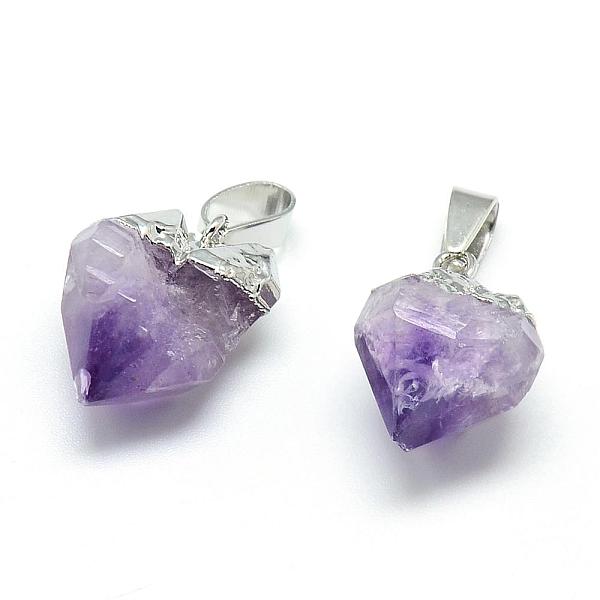 

PandaHall Electroplated Natural Amethyst Pendants, with Iron Findings, Nuggets, Platinum, 15~25x15~22x10~15mm, Hole: 6x3.5mm Amethyst...