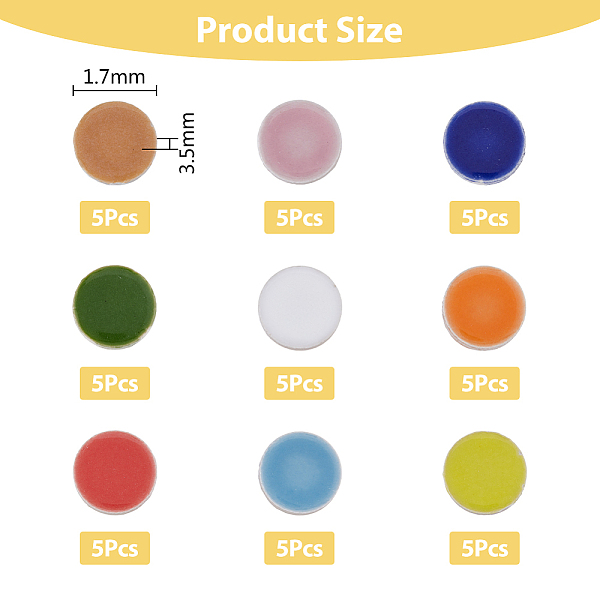 

PandaHall SUPERFINDINGS 45Pcs 9 Colors Round Colorful Porcelain Mosaic Tiles Multi Color Bulk 17mm Circle Decorative Mosaic Tiles for DIY..., Multicolor