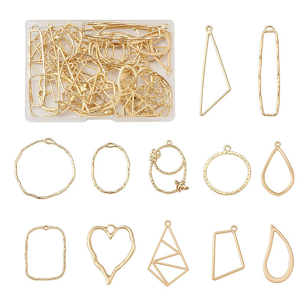 

PandaHall Alloy Open Back Bezel Pendants, For DIY UV Resin, Epoxy Resin, Pressed Flower Jewelry, Mixed Shapes, Golden, 30~60x14~34.5x1~2mm...