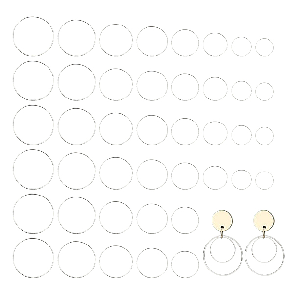 

PandaHall CHGCRAFT 240Pcs 8 Style Brass Linking Rings, Round Ring, Silver Color Plated, 14~30x0.65~1mm, 30pcs/style Brass Ring