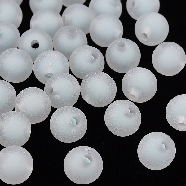 

PandaHall Transparent Acrylic Beads, Frosted, Bead in Bead, Round, Light Blue, 9.5x9mm, Hole: 2mm, about 960pcs/500g Acrylic Round