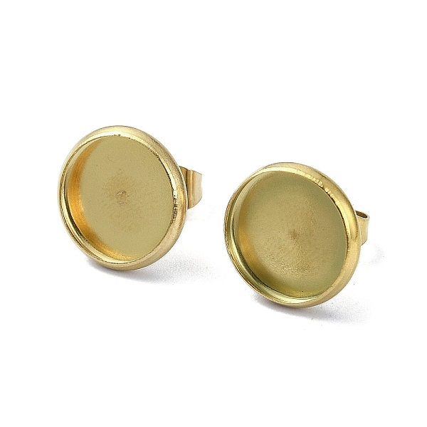 

PandaHall 304 Stainless Steel Stud Earring Settings, Round, Golden, 12mm, Pin: 0.7mm 304 Stainless Steel Round