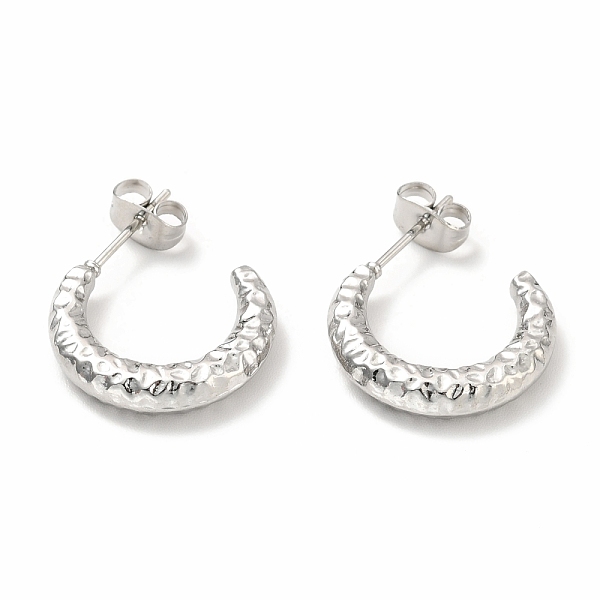 

PandaHall 304 Stainless Steel Crescent Moon Stud Earrings, Half Hoop Earrings for Women, Stainless Steel Color, 14x18x3.5mm, Pin: 0.7mm 304...