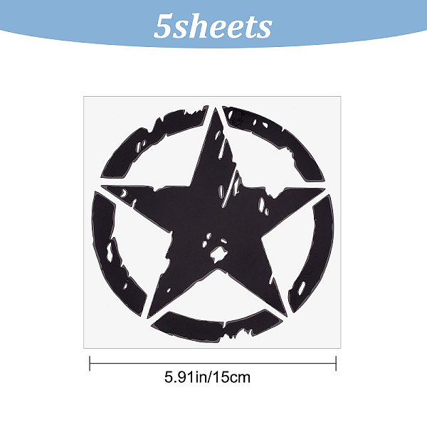 

PandaHall PET Plastic Car Adhesive Stickers, Waterproof Window Decals, for Car, Wall Decoration, Round with Star, Black, 160x153x0.3mm...