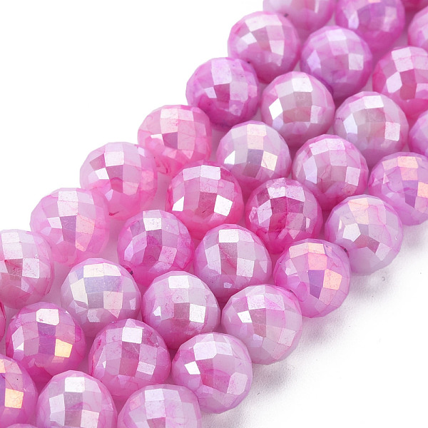 

PandaHall Opaque Baking Painted Crackle Glass Beads Strands, Faceted, AB Color Plated, Teardrop, Violet, 8x7~8mm, Hole: 1.2mm, about..., Purple