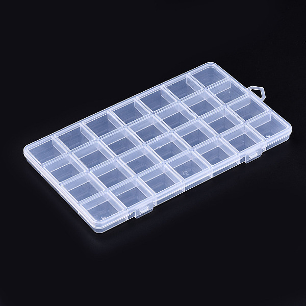 

PandaHall Polypropylene(PP) Bead Storage Containers, 28 Compartments Organizer Boxes, with Hinged Lid, Rectangle, Clear, 22.5x13.3x1.4cm...
