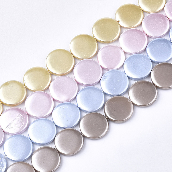 

PandaHall Spray Paint Freshwater Shell Beads Strands, Pearlized Style, Flat Round, Mixed Color, 16x3~4mm, Hole: 1mm, 25pcs/strand, 15.7 inch..., Multicolor