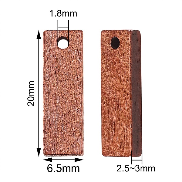 

PandaHall 20Pcs Walnut Wood Pendants, Rectangle, Saddle Brown, 20x6.5x2.5mm, Hole: 1.8mm, 20pcs/box Wood Rectangle