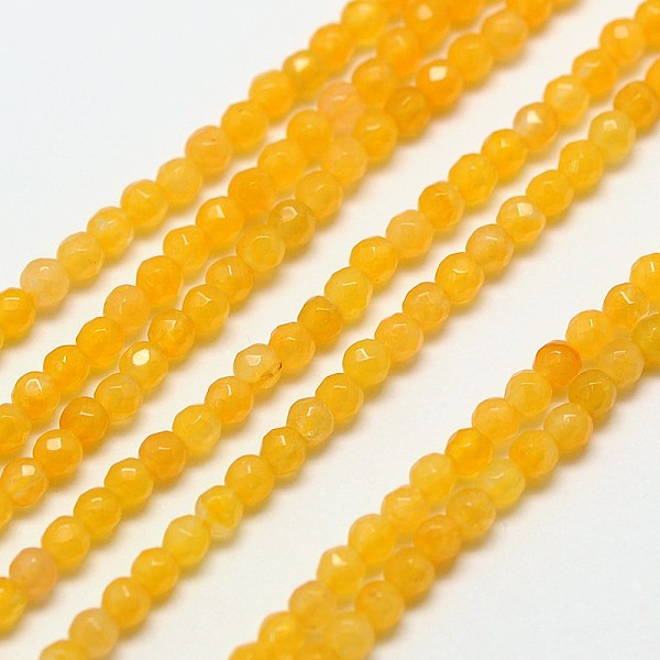 

PandaHall Natural Topaz Jade Bead Strands, Faceted Round, 2mm, Hole: 0.8mm, about 190pcs/strand, 16 inch Topaz Jade Round