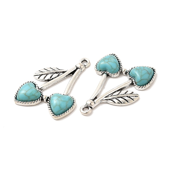 

PandaHall Retro Alloy Pendants, with Synthetic Turquoise, Cherry Charms, Antique Silver, 36.5x26x5mm, Hole: 2mm Synthetic Turquoise Cherry