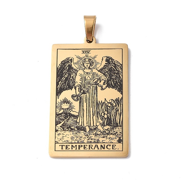 

PandaHall 201 Stainless Steel Pendant, Golden, Rectangle with Tarot Pattern, Temperance XIV, 40x24x1.5mm, Hole: 4x7mm 201 Stainless Steel...
