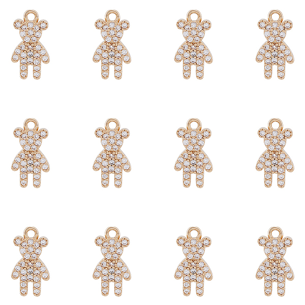 

PandaHall HOBBIESAY Brass Micro Pave Cubic Zirconia Charms, Light Gold, Long-Lasting Plated, Cadmium Free & Lead Free, Bear Charm, Light..., Clear