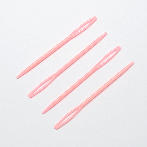 

PandaHall Child Plastic Knit Needles Sewing Knitting Cross Stitch, Hot Pink, 71x4x3mm, Hole: 17x2mm Plastic Pink