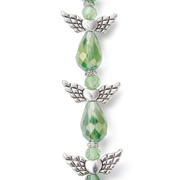 

PandaHall Angel Fairy Shape Electroplate Glass Beads Strands, with Tibetan Style Alloy Wing Beads, Lime Green, 26~28x18~26x10mm, Hole: 0.8mm...