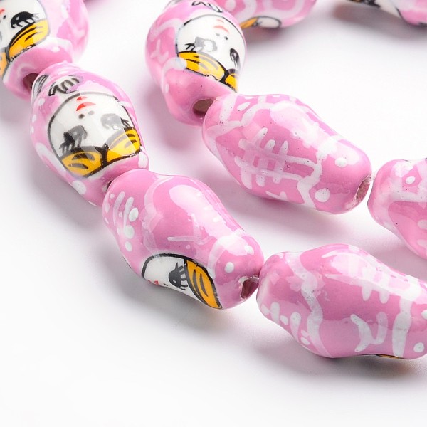 

PandaHall Matryoshka Doll/Russian Doll Shape, Printed Handmade Porcelain Beads, Pink, 22x13mm, Hole: 3mm Porcelain Doll Pink