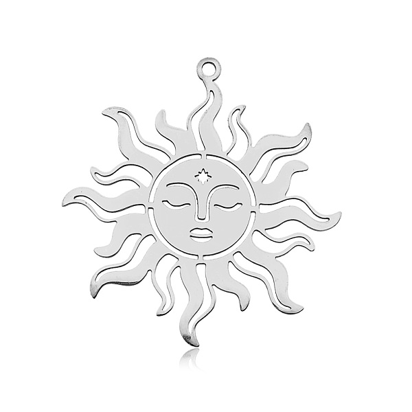 

PandaHall 201 Stainless Steel Pendants, Laser Cut, Sun, Stainless Steel Color, 37x35x1mm, Hole: 1.6mm 201 Stainless Steel Sun
